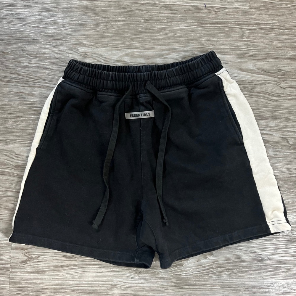 Fear of God Essentials Sweat Shorts Black White Side Stripe Men Large L